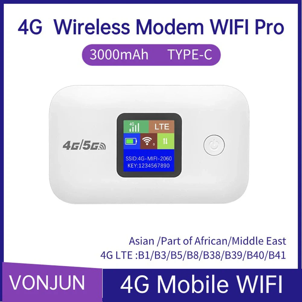 4G LTE Portable Pocket WiFi Router 150Mbps Mobile Hotspot with SIM Slot & 3000mAh Battery