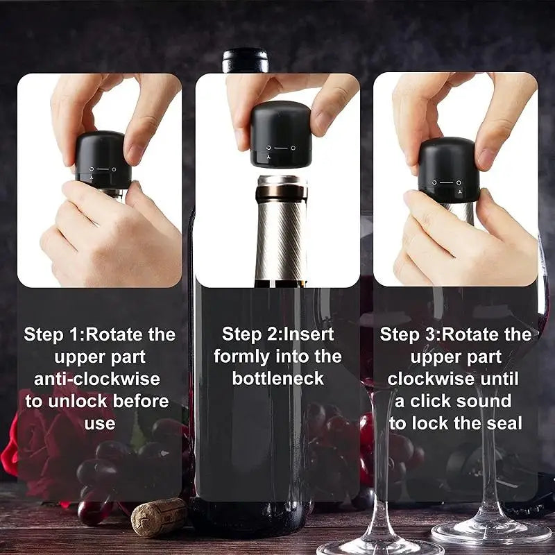 Reusable Silicone Vacuum Wine Stoppers — 1/2/4-Pack Champagne Bottle Sealers, Wine Preserver