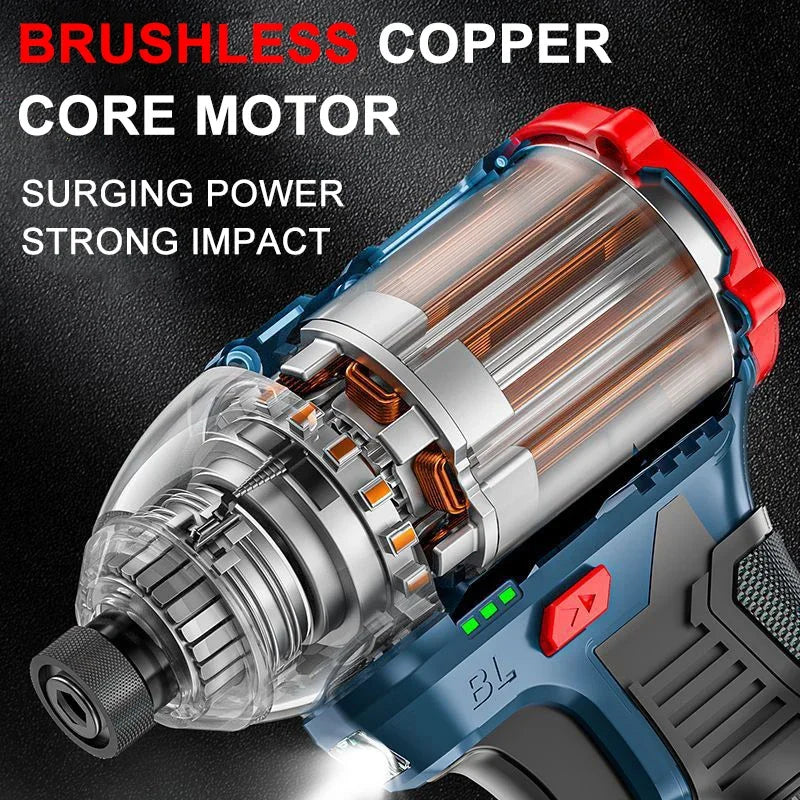 16.8V Brushless Cordless Drill & Impact Driver — 200 N·m Max Torque Electric Screwdriver for Home DIY