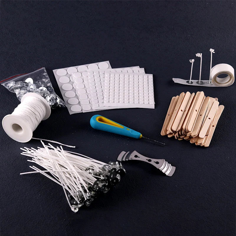 Pre-Waxed Cotton-Core Candle Wicks with Metal Sustainer Tabs, 100-Pack, 1.0–7.9 in (2.6–20 cm) for DIY Candle Making