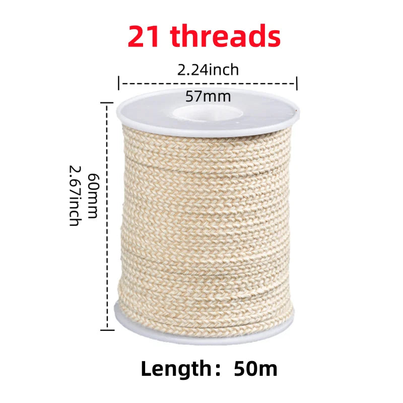 Cotton Candle Wick Roll 50m/61m (164ft/200ft) 21-45 Strand Low-Smoke Eco-Friendly DIY Degreased Wick