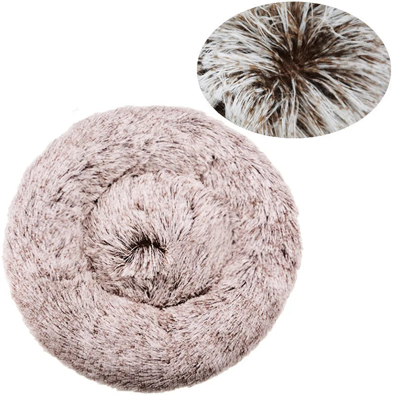 Calming Plush Pet Bed for Dogs & Cats - Corduroy Fleece Bolster, Non-Slip Waterproof Bottom, Multiple Sizes (15.7–35.4 in / 40–90 cm)