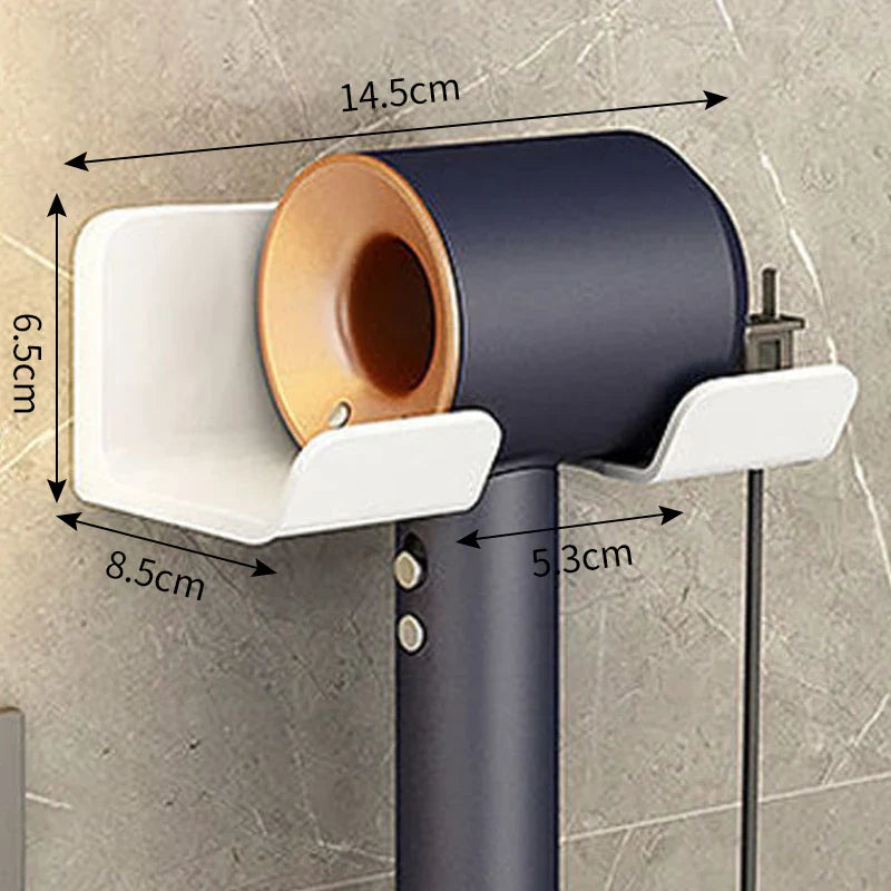 Wall-Mounted Hair Dryer Holder Cradle - Blow Dryer Organizer for Bathroom (White/Black/Grey)