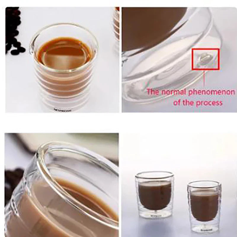 Double Wall Heat-Resistant Glass Coffee & Tea Mug, Clear Insulated Cup — 85ml (3oz) / 150ml (5oz) / 350ml (12oz), Single or 2/4/6 Pack