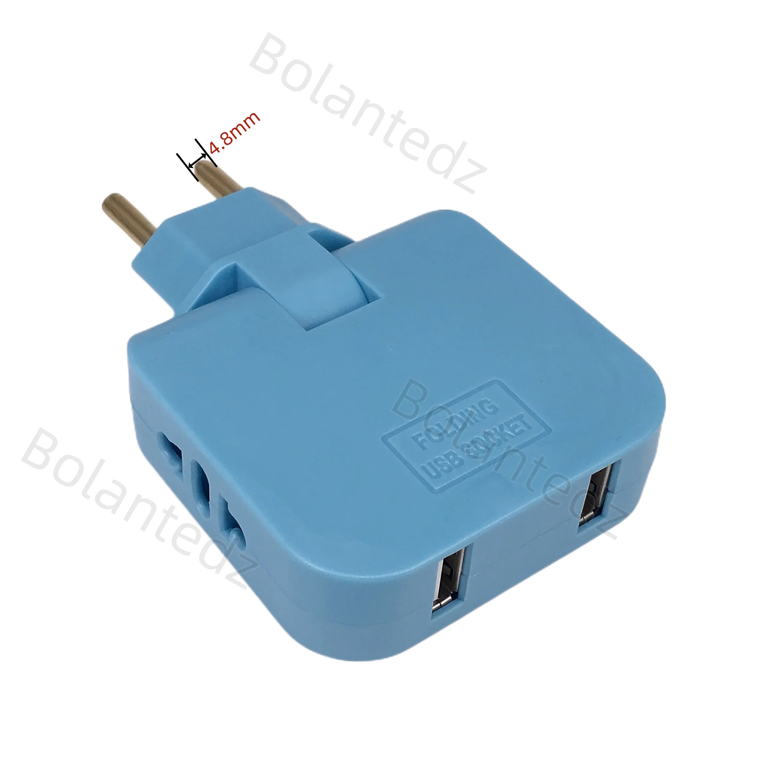 3-in-1 Foldable EU Travel Adapter with 2 USB Ports - US and KR to EU Power Converter