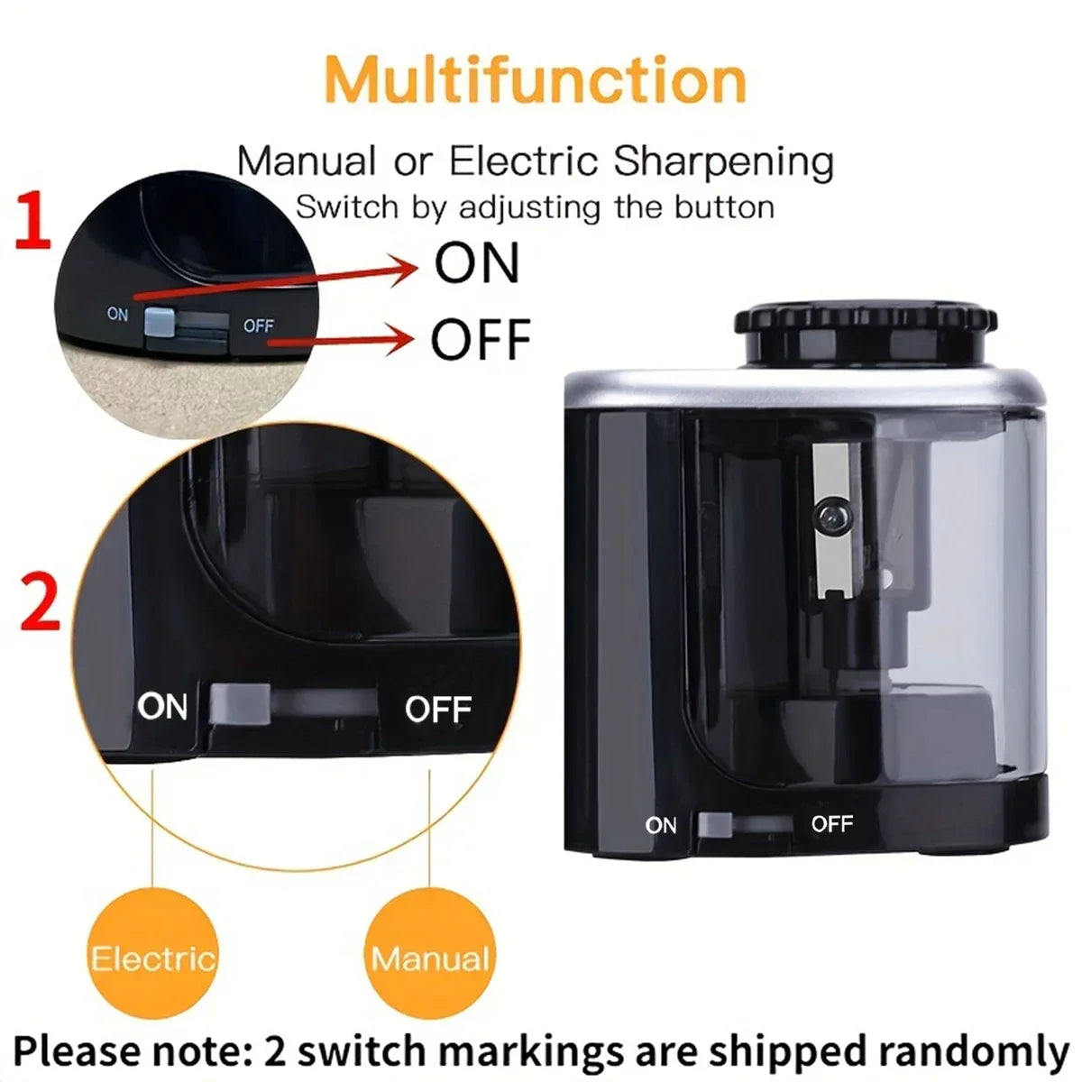 Automatic Electric Pencil Sharpener (6–8mm / 0.24–0.31 in) Desktop for Students, School & Office