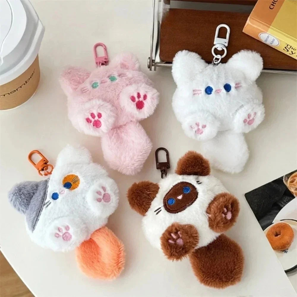 Plush Cat Keychain Bag Charm – Cute Kitten Backpack Pendant, Purse & Car Mirror Accessory