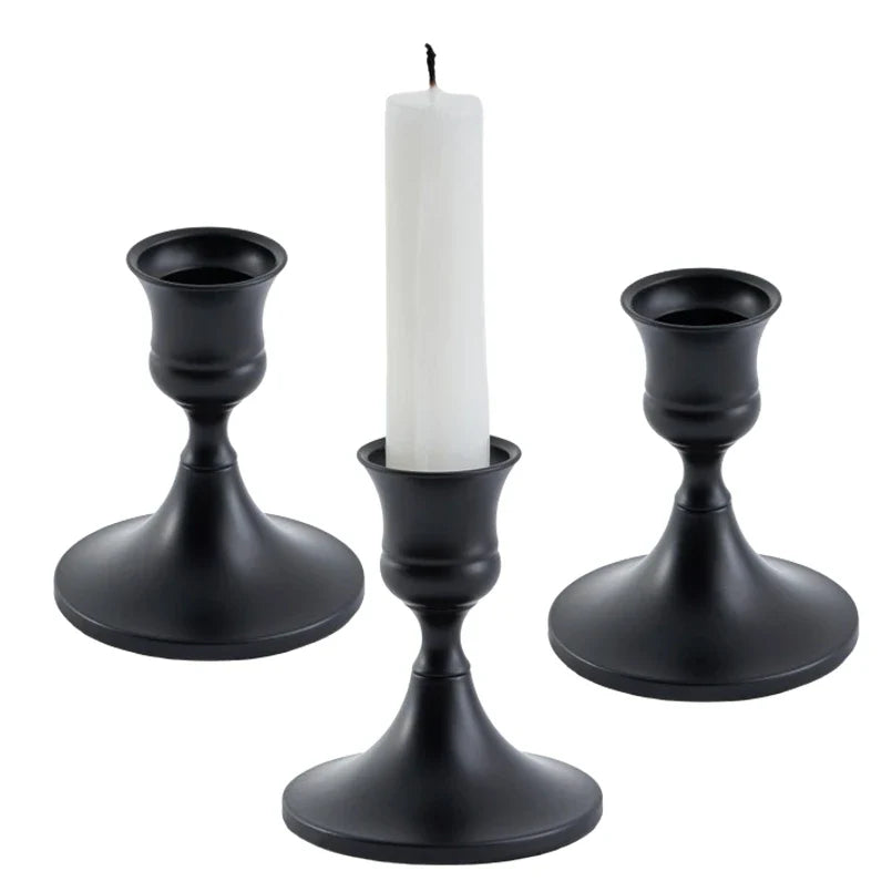 3-Piece Brass Gold Candlestick Holder Set 5.9/7.3/9.3 in (15/18.5/23.5 cm) Taper Candle Stands for Wedding & Home Decor