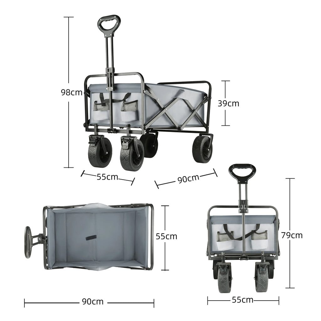 Heavy-Duty Collapsible Folding Beach Wagon Large Capacity Portable Utility Cart with All-Terrain Wheels