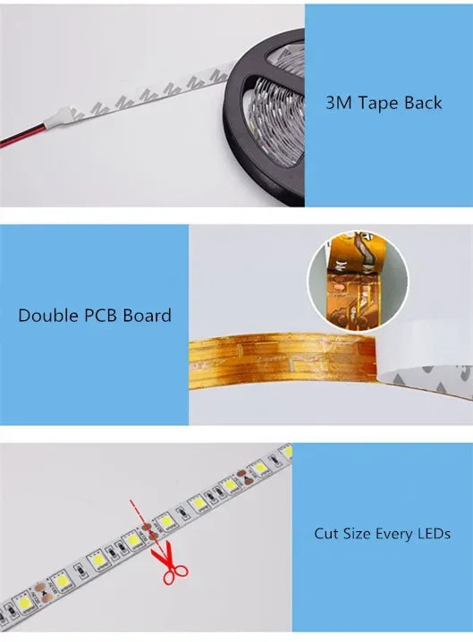 5V USB LED Strip Light Warm & Cool White 1m–5m (3.3–16.4 ft) Waterproof TV Backlight Flexible LED Tape