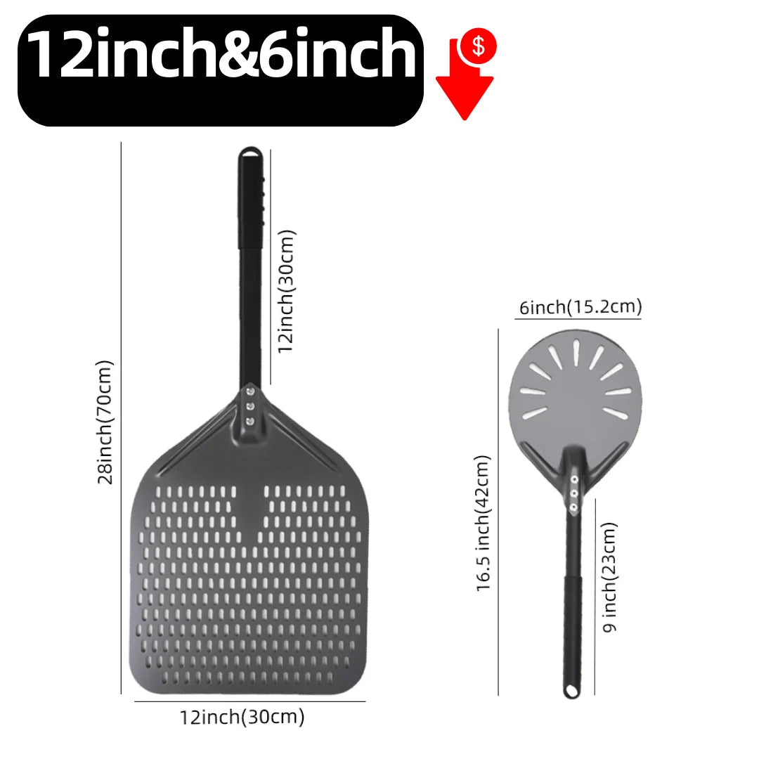 Hard-Anodized Aluminum Pizza Peel 6, 12, 13 and 14 Inch (15, 30, 33, 35.5 cm) Bread Paddle Oven Spatula