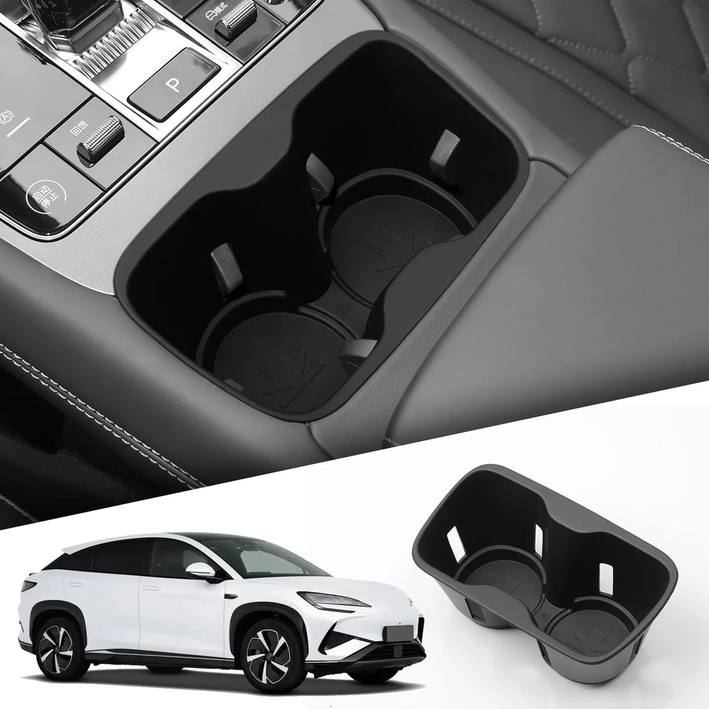 Center Console Storage Tray with Silicone Anti-Slip Pad, Armrest Cup Organizer, Black