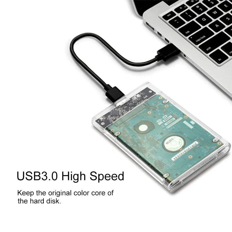 USB 3.0 2.5-Inch (63.5 mm) SATA HDD/SSD Enclosure — Up to 6TB, 5Gbps, Transparent Case, Plug & Play