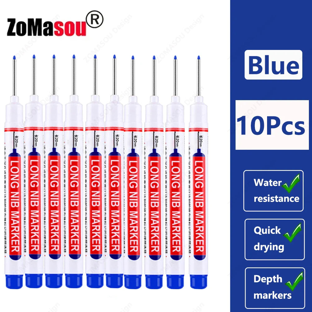 20mm Long-Head Deep Hole Marker Pens - Waterproof Fast-Dry Oil Markers for Wood, Metal & Glass (Red/Black/Blue/Green)