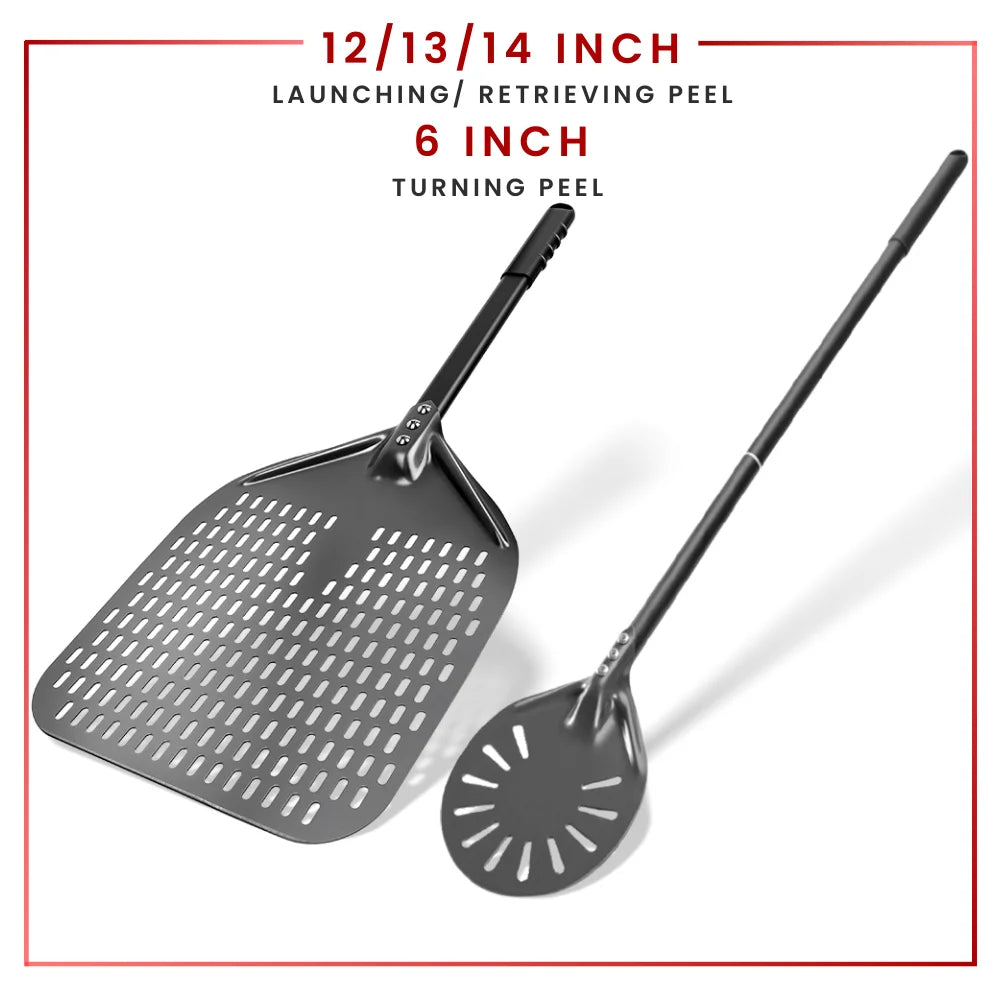 Hard-Anodized Aluminum Pizza Peel 6, 12, 13 and 14 Inch (15, 30, 33, 35.5 cm) Bread Paddle Oven Spatula