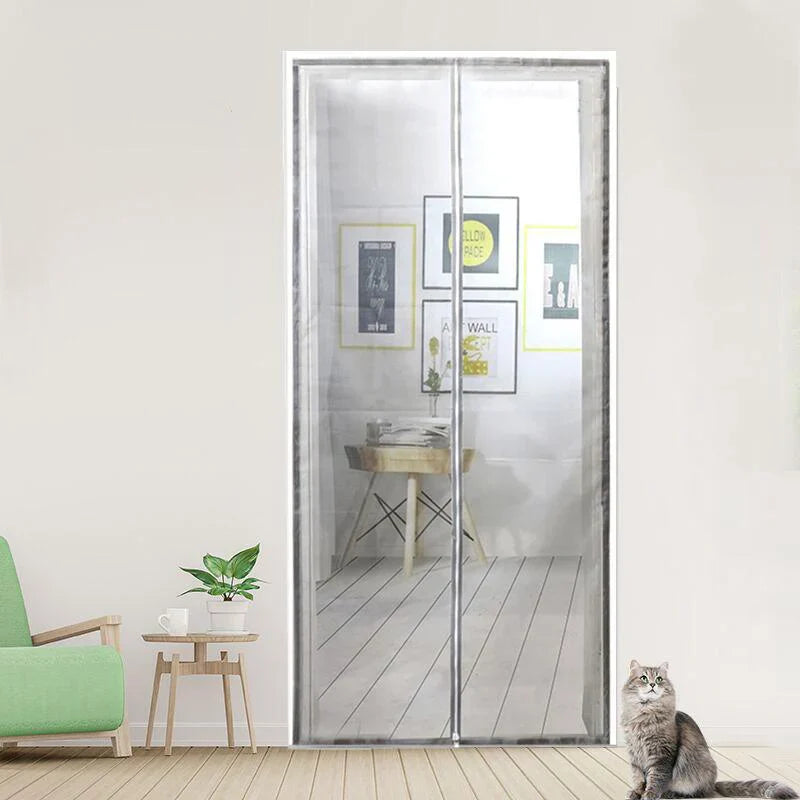 Cat-Resistant Zipper Door Screen - Nano Mesh Pet Door Curtain, Anti-Mosquito & Scratch-Proof, Up/Left Opening