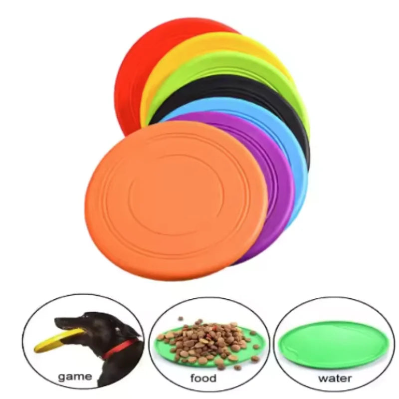 7-Color Silicone Flying Saucer Pet Toy - Chew-Resistant Flying Disc for Dogs & Cats, Interactive Puppy Training & Fetch