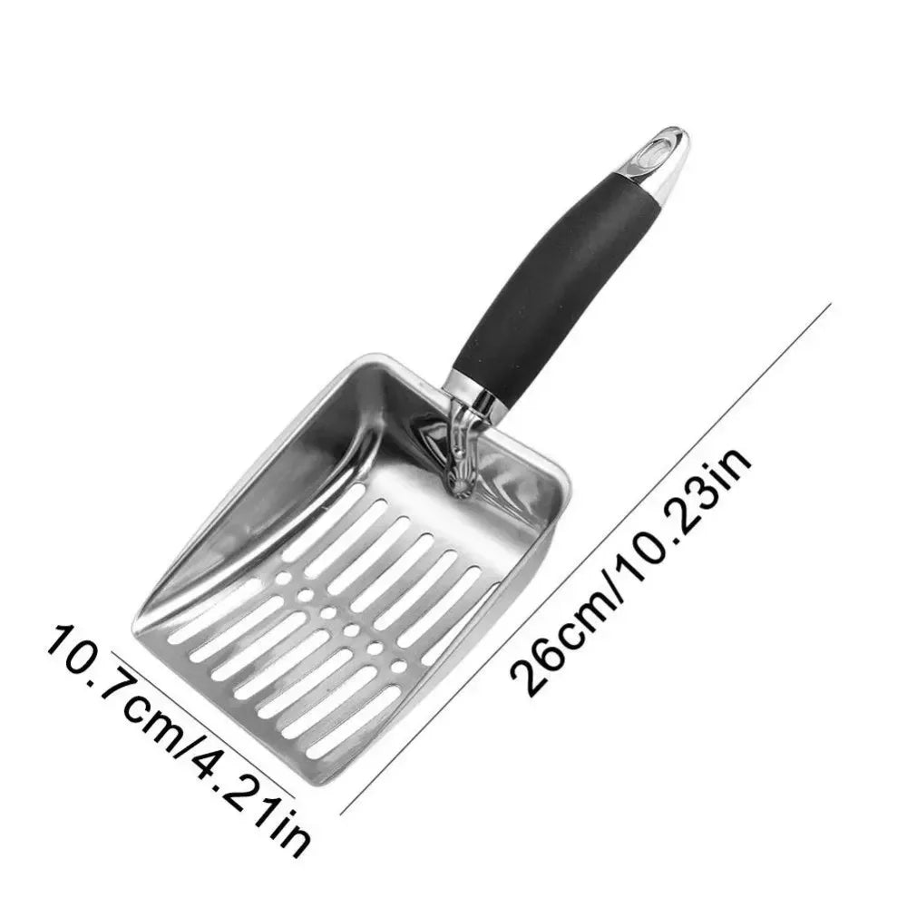 Stainless Steel Cat Litter Scoop with Long Handle – Durable Metal Litter Shovel 10.23 x 4.21 in (26 x 10.7 cm)