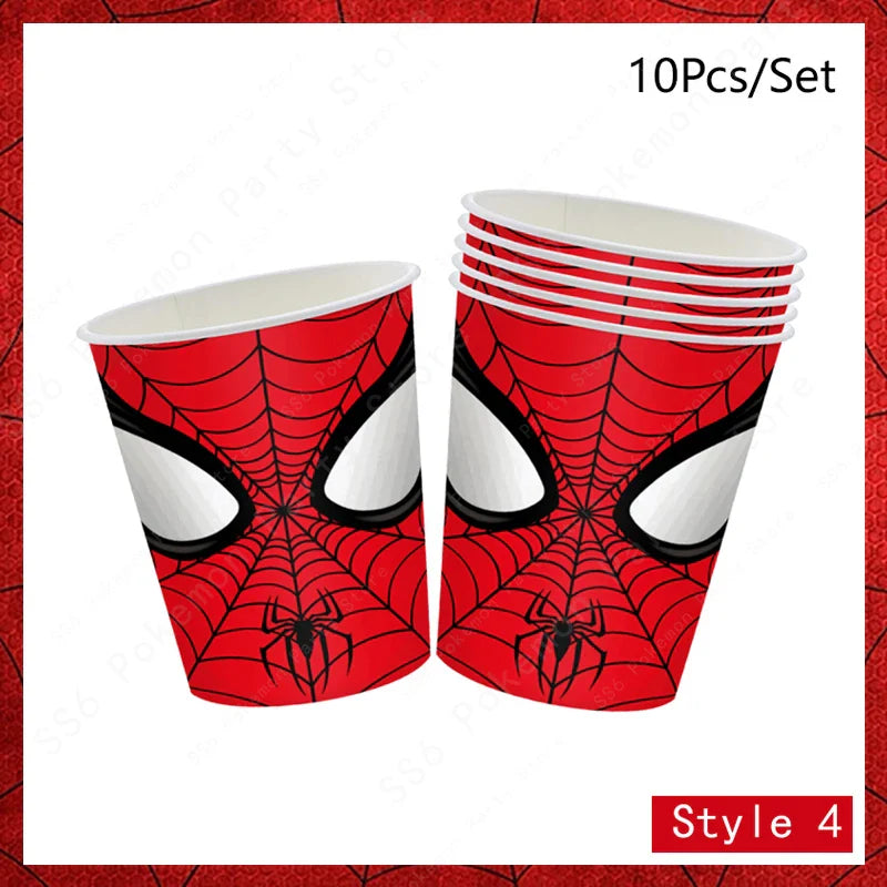 Spiderman Kids Birthday Party Supplies - Disposable Tableware Set with Plates, Cups, Napkins & Favor Bags