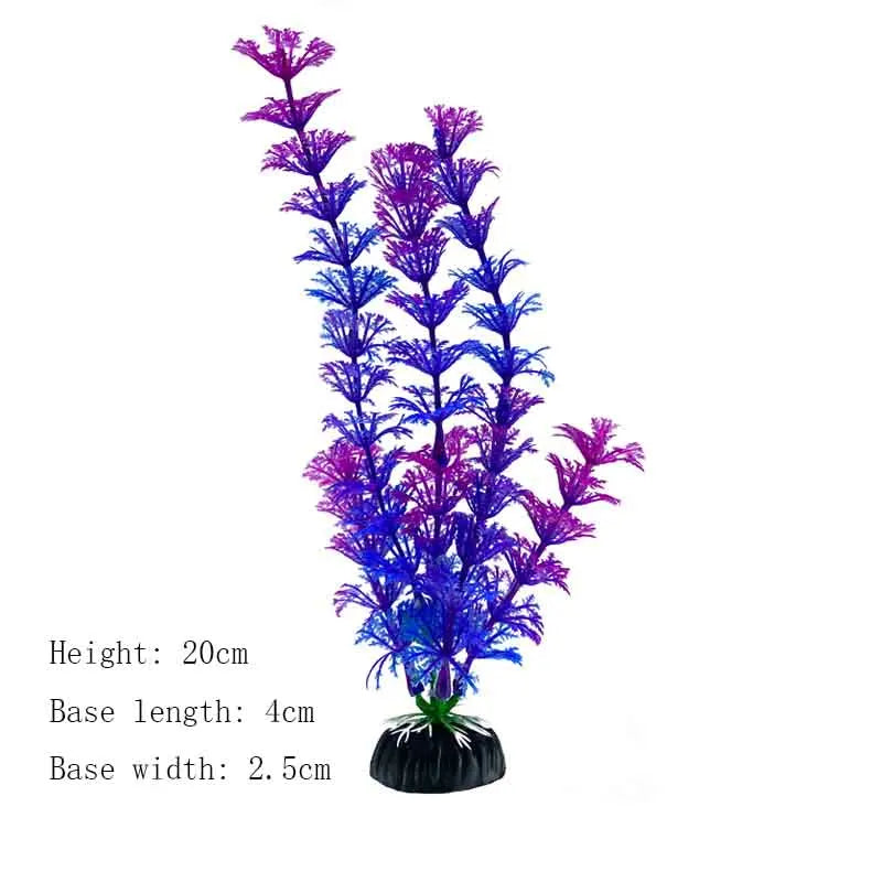 Artificial Aquarium Plants – Plastic Underwater Green Shrubs with Resin Base, Fish Tank Decoration