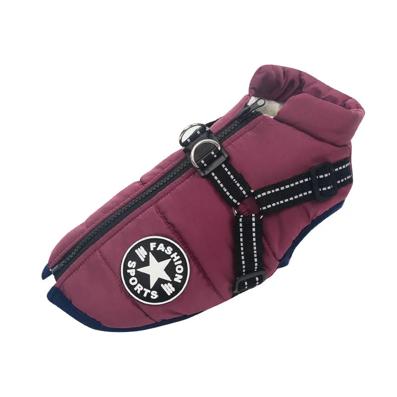 Waterproof Winter Dog Jacket with Built-In Harness, Fleece-Lined & Reflective – Warm Coat for Small to Large Breeds