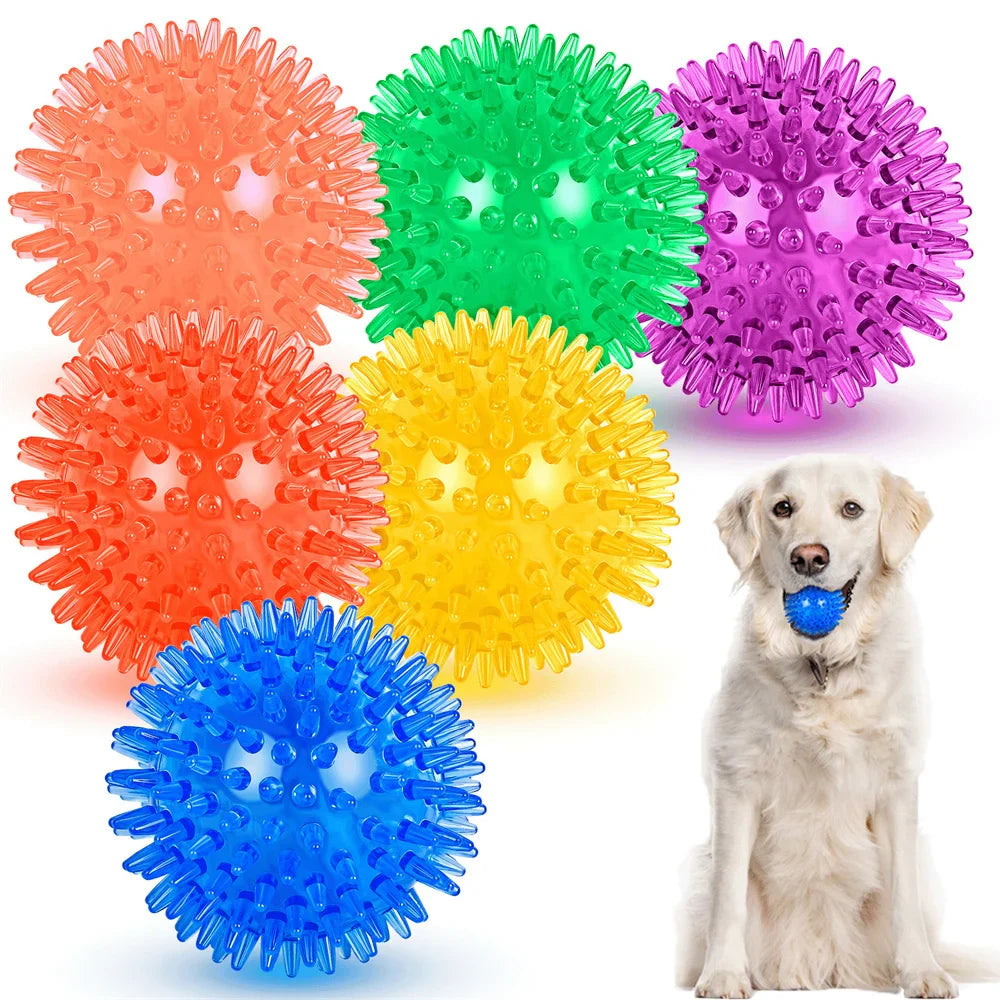 TPR Squeaky Thorn Chew Ball for Dogs & Cats — Teeth Cleaning Puppy Training Toy