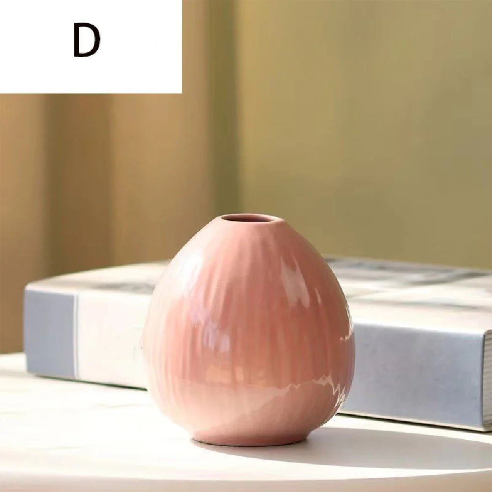 Simple Ceramic Porcelain Vase for Hydroponic Plants — Minimalist Small Vase for Living Room & Dining Table Decor