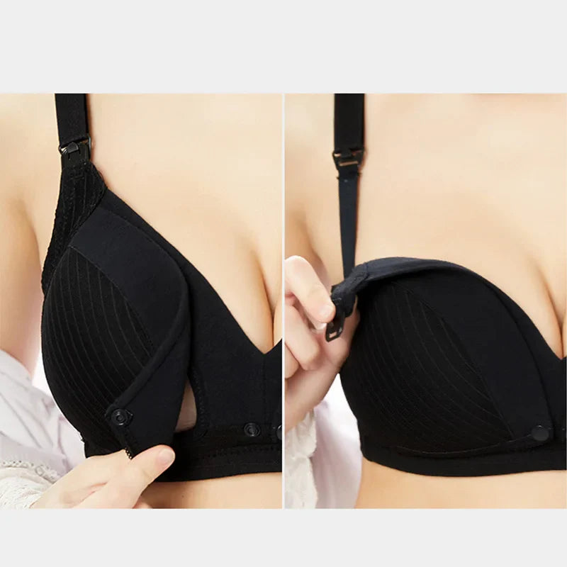 Maternity Nursing Bralette – Wire-Free Cotton Bralette with Adjustable Straps & 4-Hook Back Closure