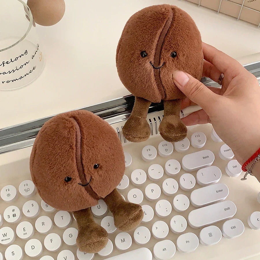 Coffee Bean Plush Toy 5.1 in (13 cm) Soft Brown Stuffed Doll Cute Home Decor Gift