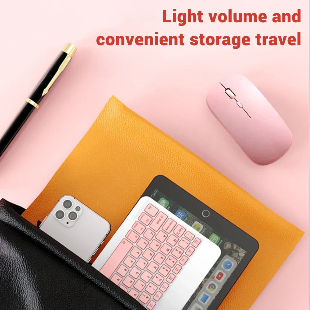 Mini Wireless Bluetooth Keyboard and Mouse — Portable Slim Rechargeable Keyboard for iPad, iPhone, Android Tablets, Samsung, Xiaomi, Mac & Windows