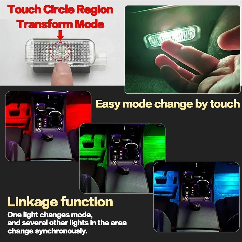 12V LED RGB Footwell Ambient Lights - Car Interior Atmosphere Lighting for Audi, VW, Skoda, Seat, Porsche