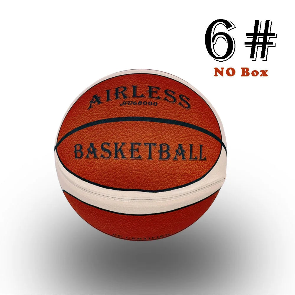 Silent Indoor Basketball — Quiet PU Foam Ball with Fabric Cover | Size 7 (29.5 in / 75 cm), Size 6 (28.9 in / 73.4 cm), Size 5 (27.9 in / 70.9 cm) for Training & Home Practice