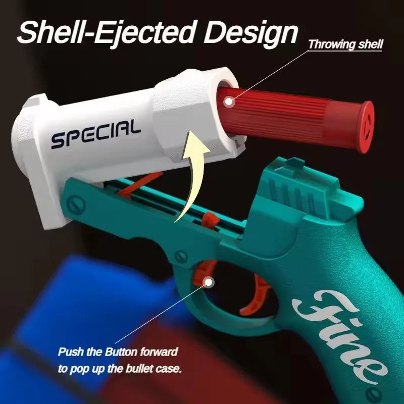 Mini Shell-Throwing Foam Dart Blaster Pistol - Soft Bullet Launcher for Kids Outdoor Play
