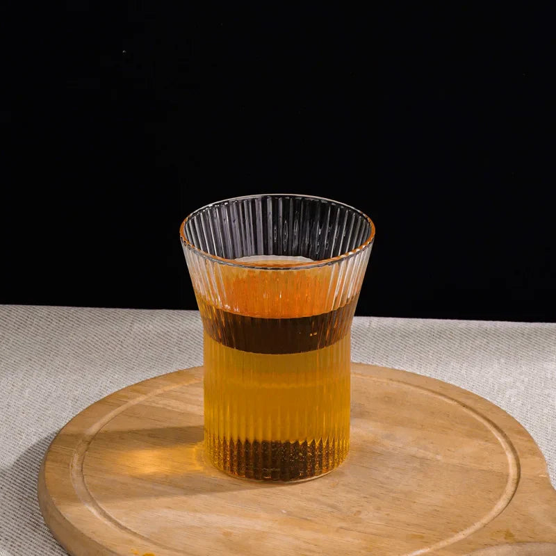 Japanese-Style Glass Coffee Mug with Walnut Sleeve – Kawaii Transparent Tea & Beer Cup