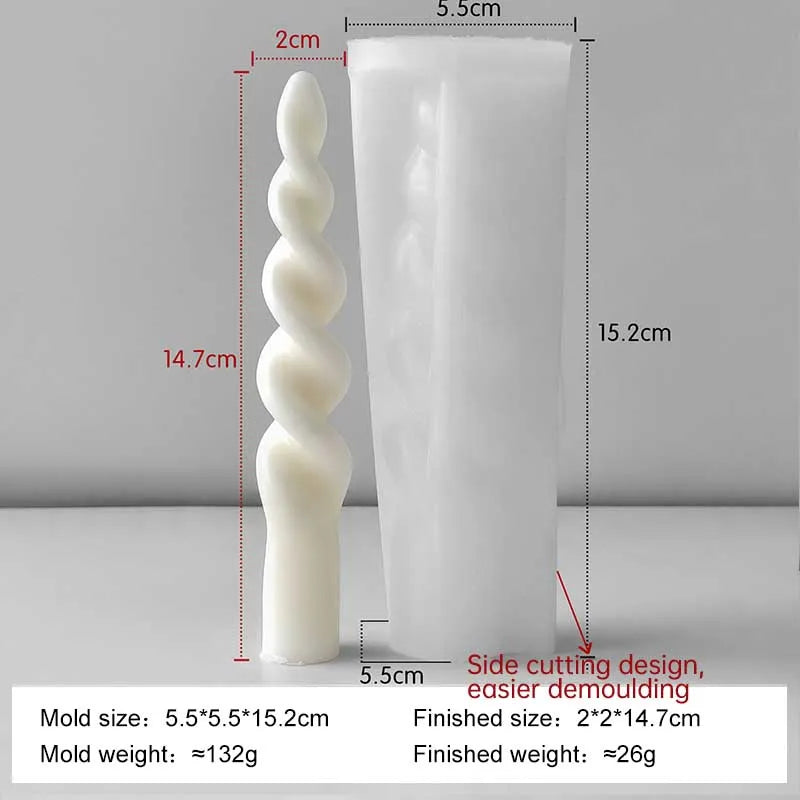 Geometric Spiral Long Rod Silicone Candle Mold for Handmade Aroma Candles & DIY Candle Making Supplies