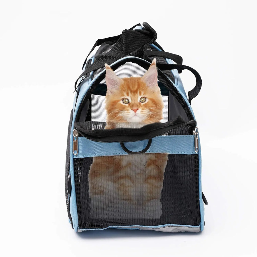 Small Portable Pet Carrier Bag - Breathable Mesh Soft-Sided Dog & Cat Travel Carrier with Adjustable Shoulder Strap, 16 x 7.5 x 9.5 in (40.6 x 19 x 24.1 cm), Holds up to 6.6 lb (3 kg)