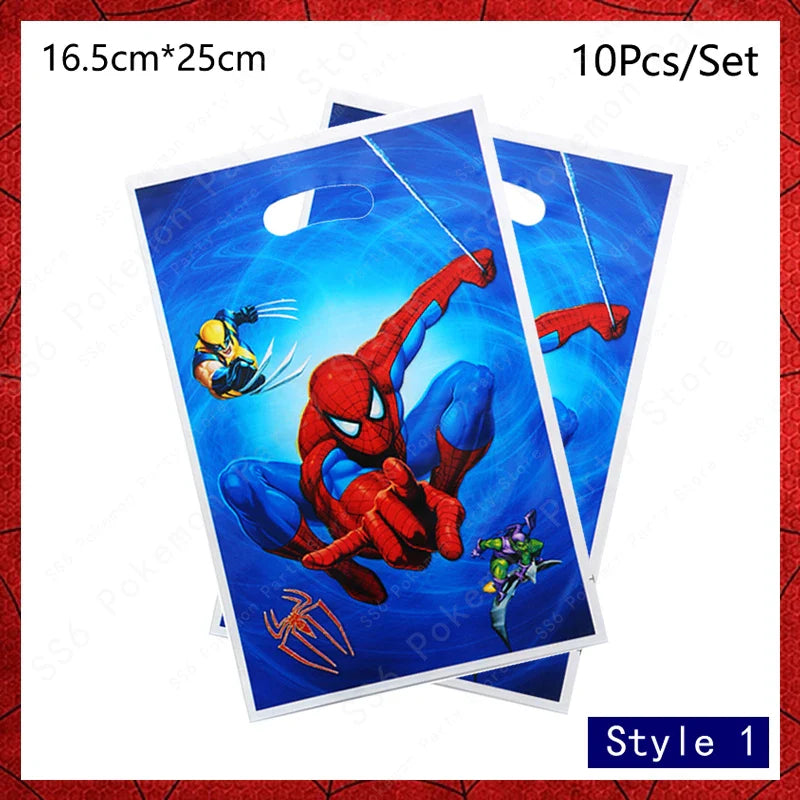 Spiderman Kids Birthday Party Supplies - Disposable Tableware Set with Plates, Cups, Napkins & Favor Bags