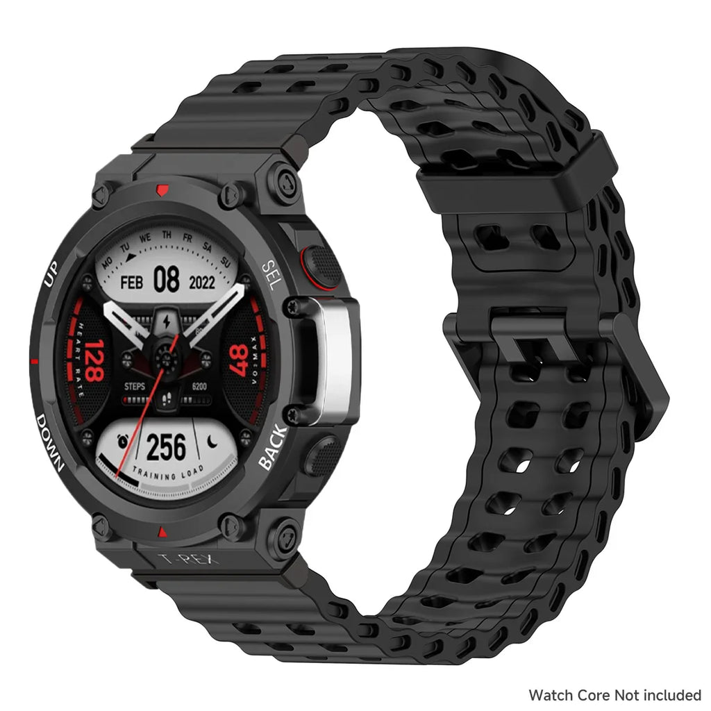 Marine band for Amazfit watch T-rex 3/2/ultra two-tone elastic silicone strap for T-Rex/T Rex Pro breathable sport bracelet