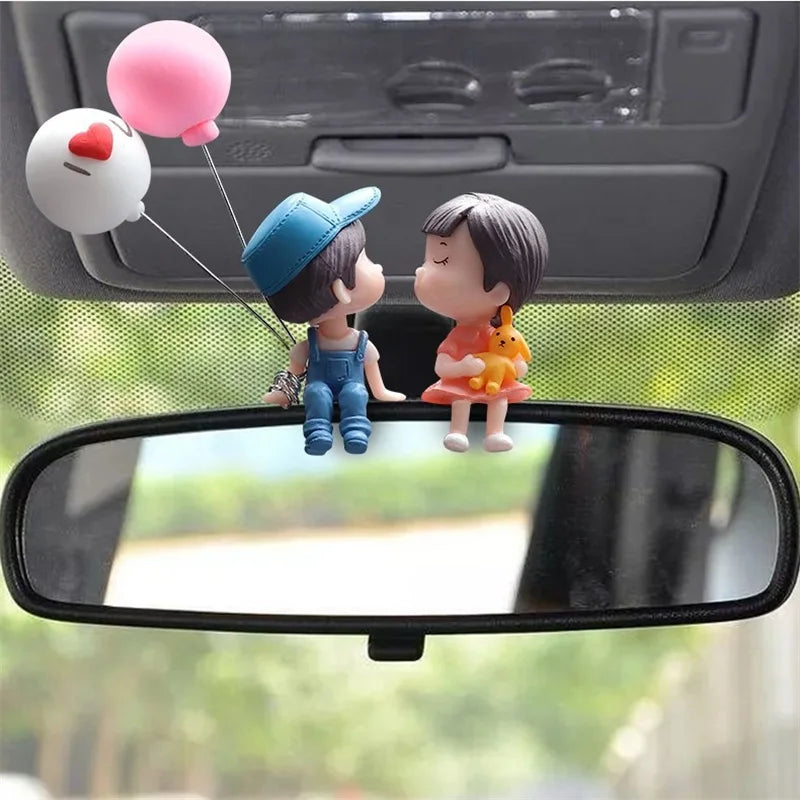 Cute Cartoon Couple Car Dashboard Figurines - Romantic Balloon Ornament Car Interior Gift