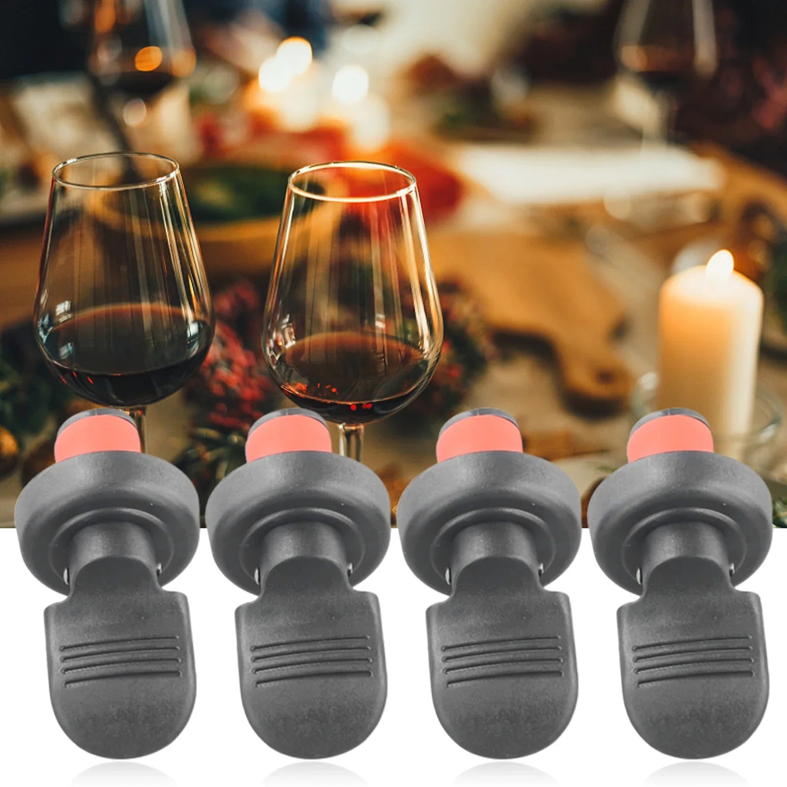 Wine Bottle Stopper Set (2/4/6-Pack) Hand-Press Airtight Rubber Sealers for Wine, Beer, Champagne & Oil