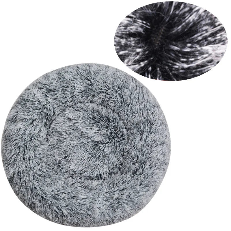 Round Plush Pet Bed, Washable Cozy Dog & Cat Sofa, Winter Warm, Multiple Sizes 16–35 in (40–90 cm)