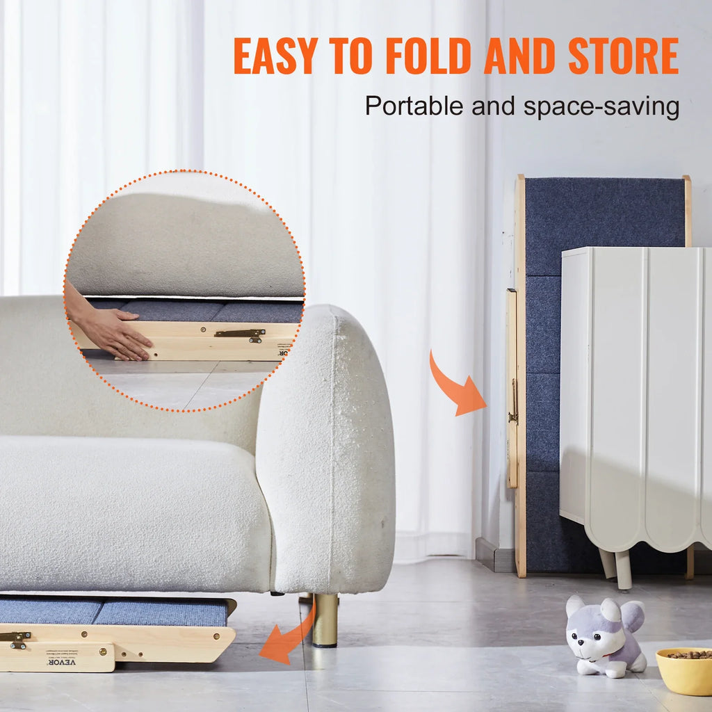 Foldable Wooden Pet Stairs & Ramp 2-in-1 — Pet Steps for Dogs & Cats, 30.9in x 18.5in x 25.5in (78.5 x 47 x 64.8 cm), Supports 150 lb (68 kg)