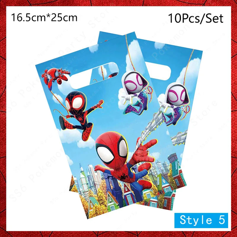 Spiderman Kids Birthday Party Supplies - Disposable Tableware Set with Plates, Cups, Napkins & Favor Bags