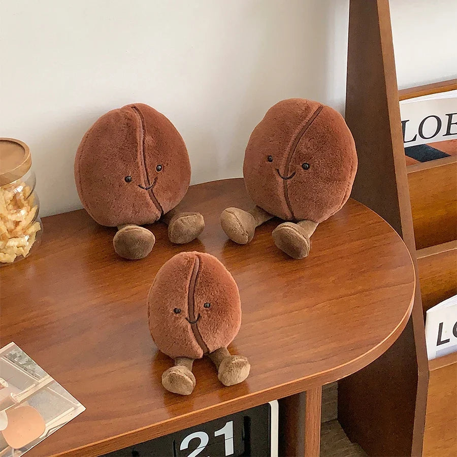 Coffee Bean Plush Toy 5.1 in (13 cm) Soft Brown Stuffed Doll Cute Home Decor Gift