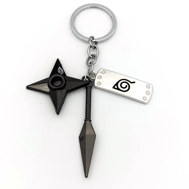 Anime Ninja Keychain Set: Kunai, Shuriken & Red Cloud Charms for Backpack, Car & Keys