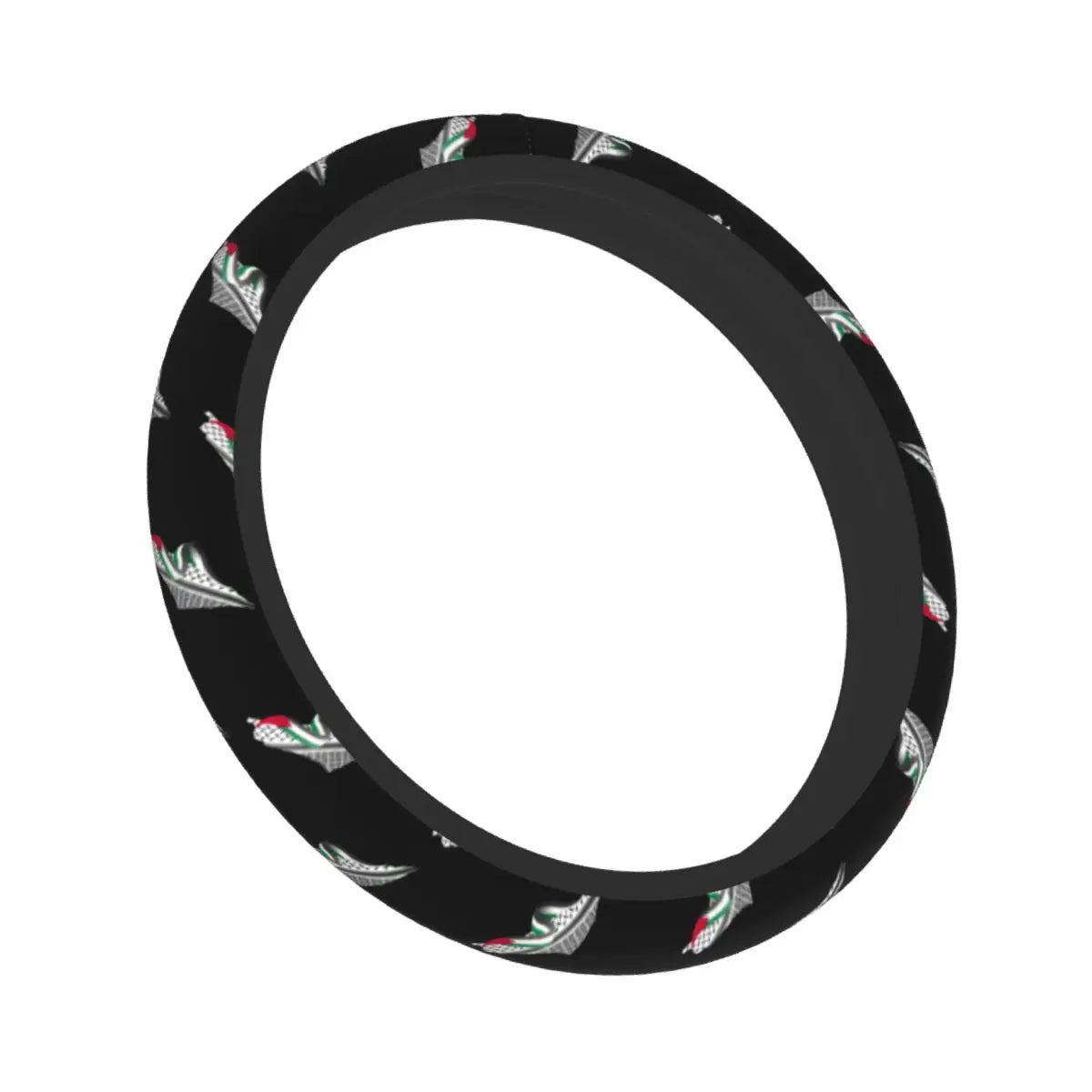 Keffiyeh Car Steering Wheel Cover 37–38 cm (14.6–15.0 in) Anti-Slip Faux Leather Colorful Kufiya Pattern