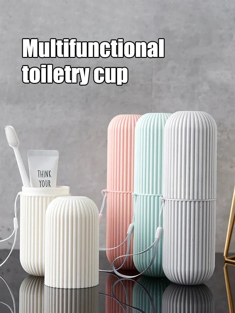 Portable Toothbrush Travel Cup and Toothpaste Holder Case – Bathroom Storage Organizer