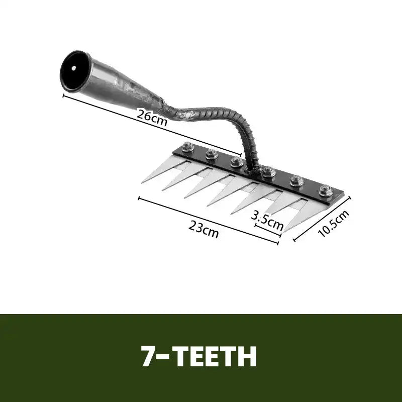Carbon Steel Garden Hand Rake - 5/6/7/8-Tine Weeding Hoe (1-Pack)