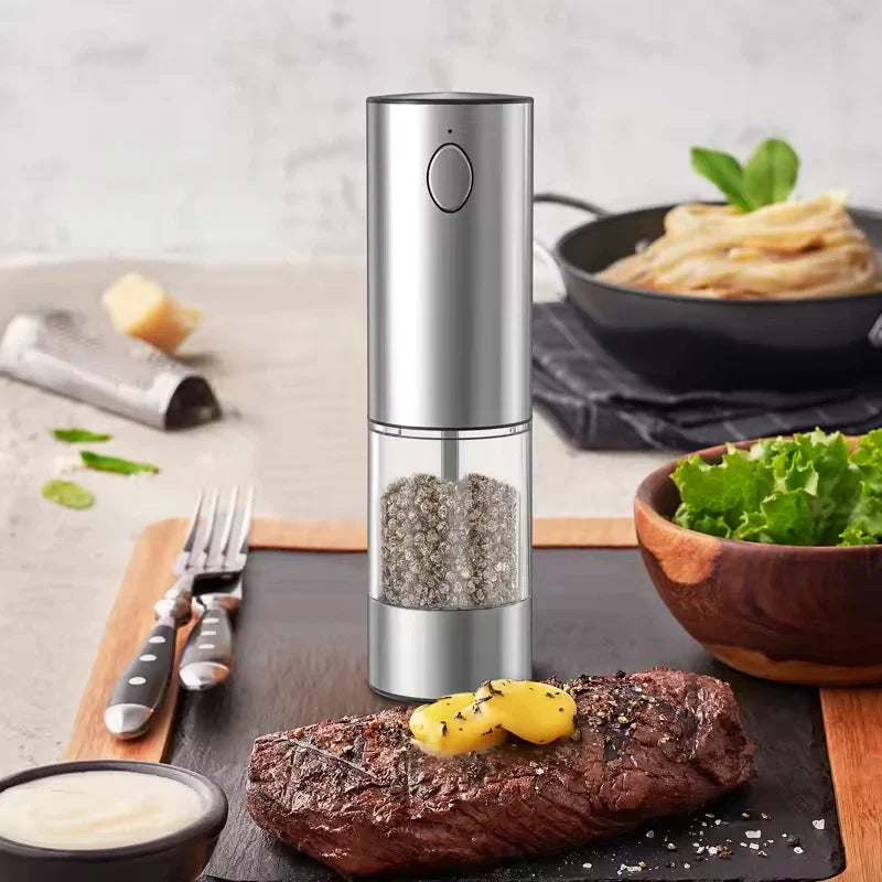 Automatic Electric Pepper & Salt Grinder – USB Rechargeable, Adjustable Coarseness, Ceramic Mill (Single or 2-Pack)