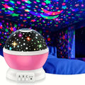 Starry Night Projector Lamp with Moon and Stars 360° Rotating LED Night Light 9 Color Modes USB or 3 AA Battery Powered